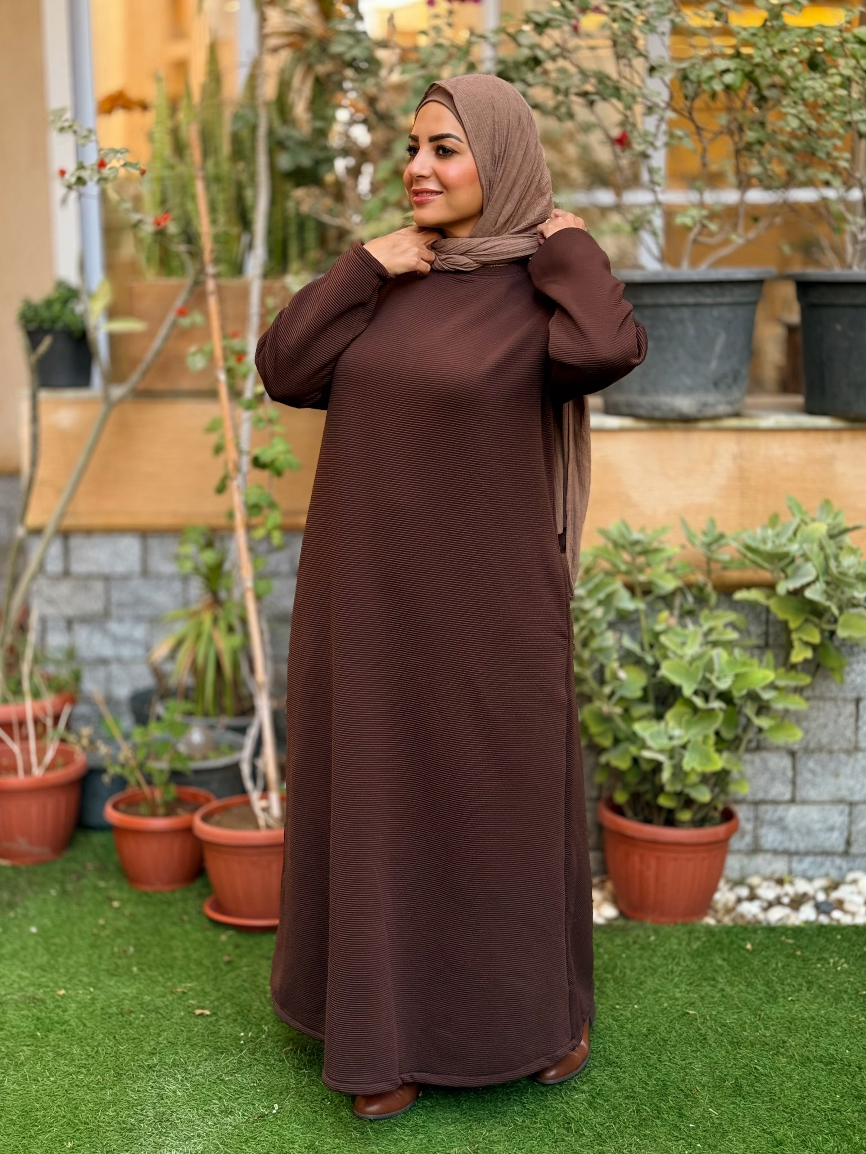 Winter A-line Dress Brown