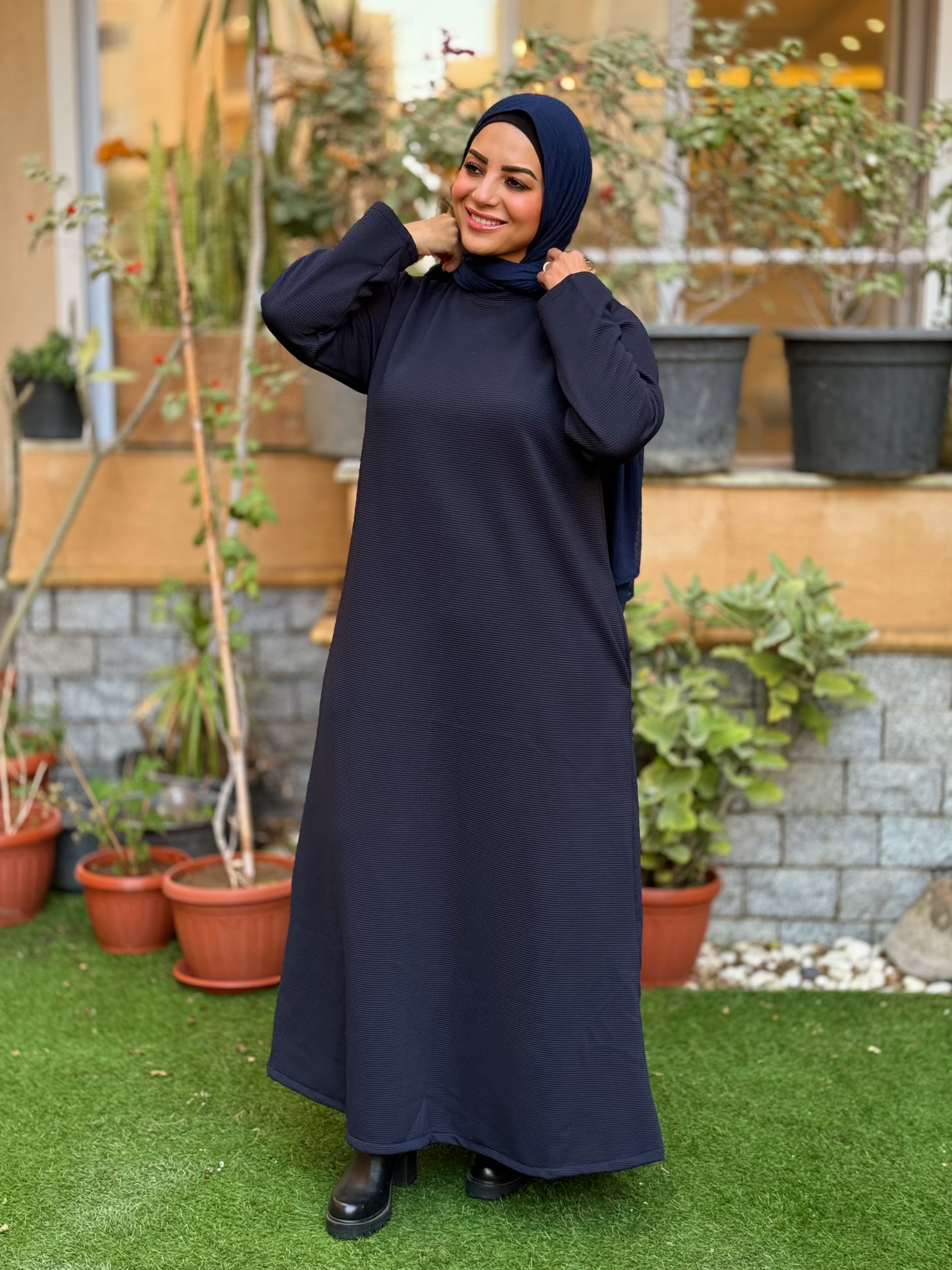 Winter A-line Dress Dark Blue