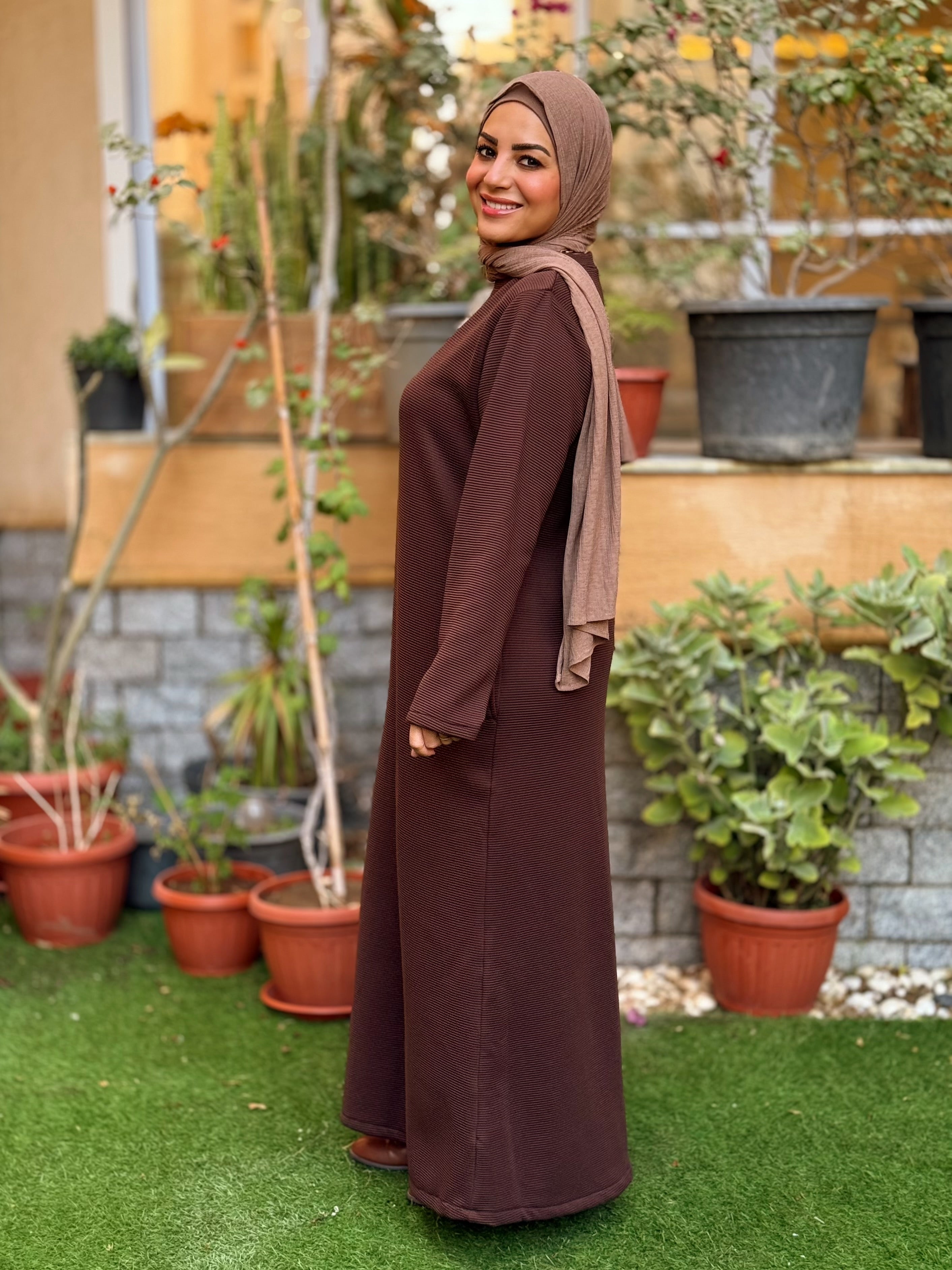 Winter A-line Dress Brown