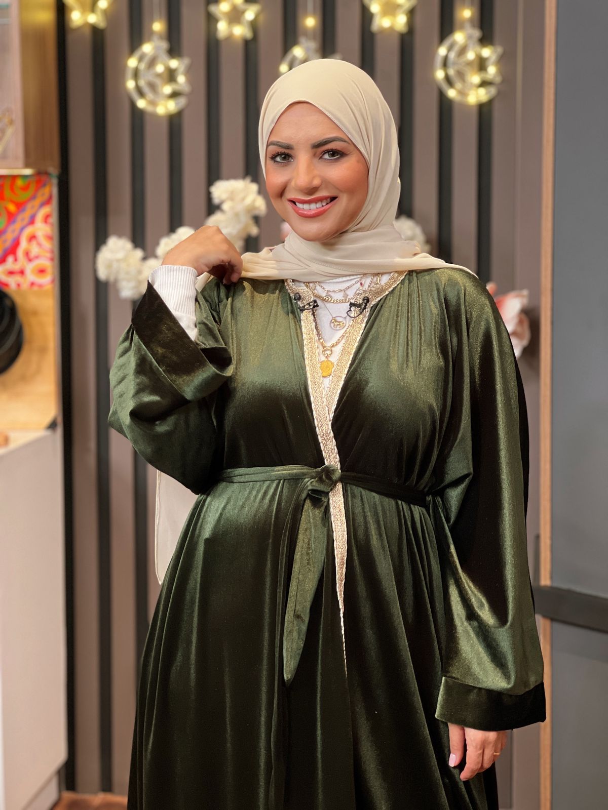 Velvet Abaya - Olive