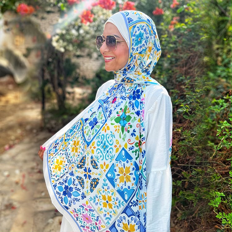 Patterned Chiffon Veil - (Out-75)