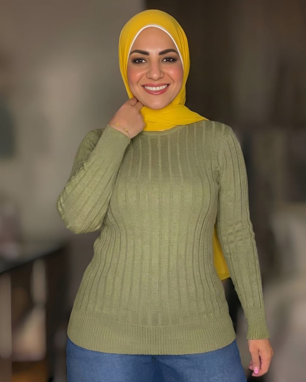 Striped High-cool Pullover Light Olive