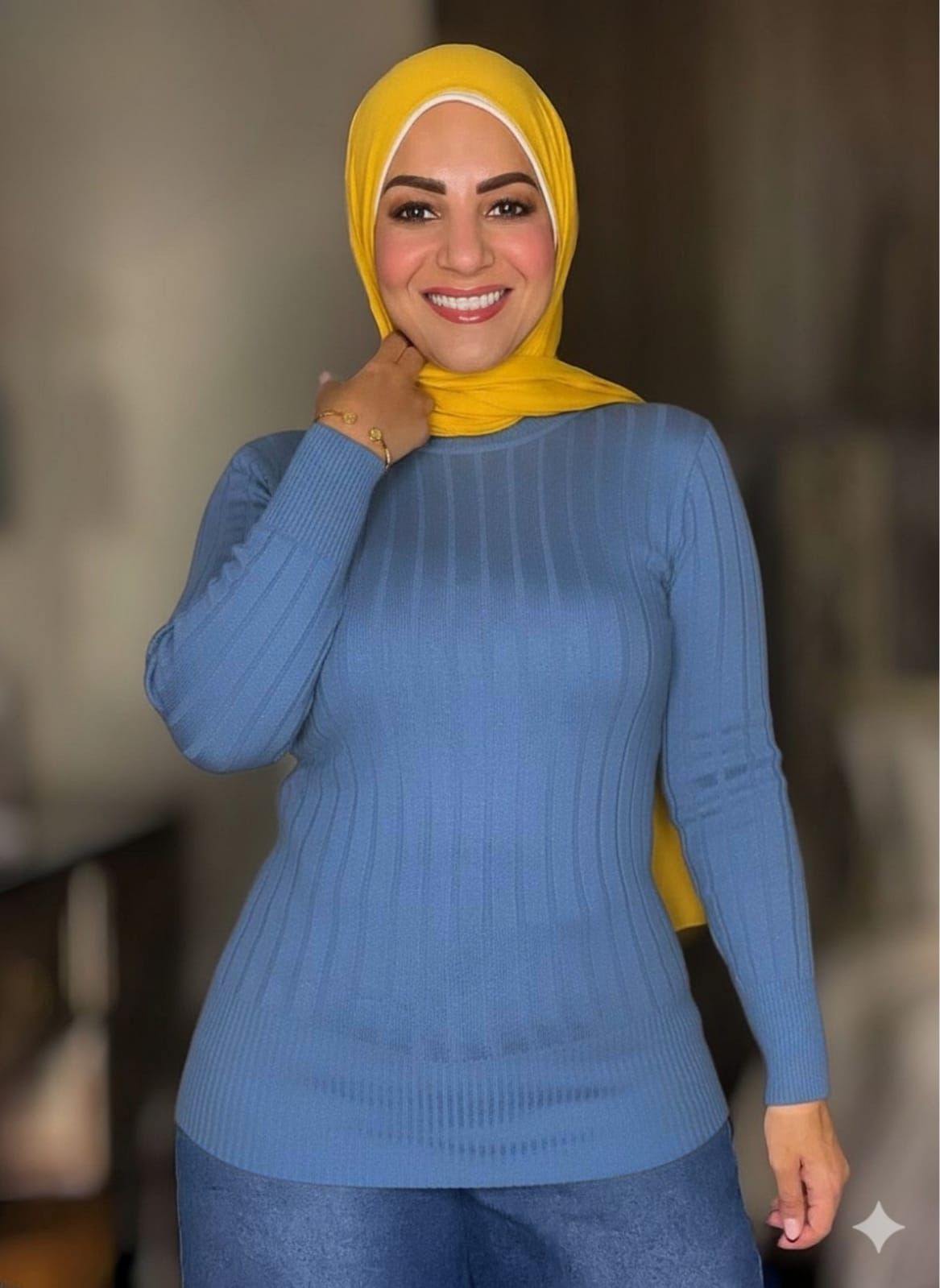 Striped High-cool Pullover Navy Blue