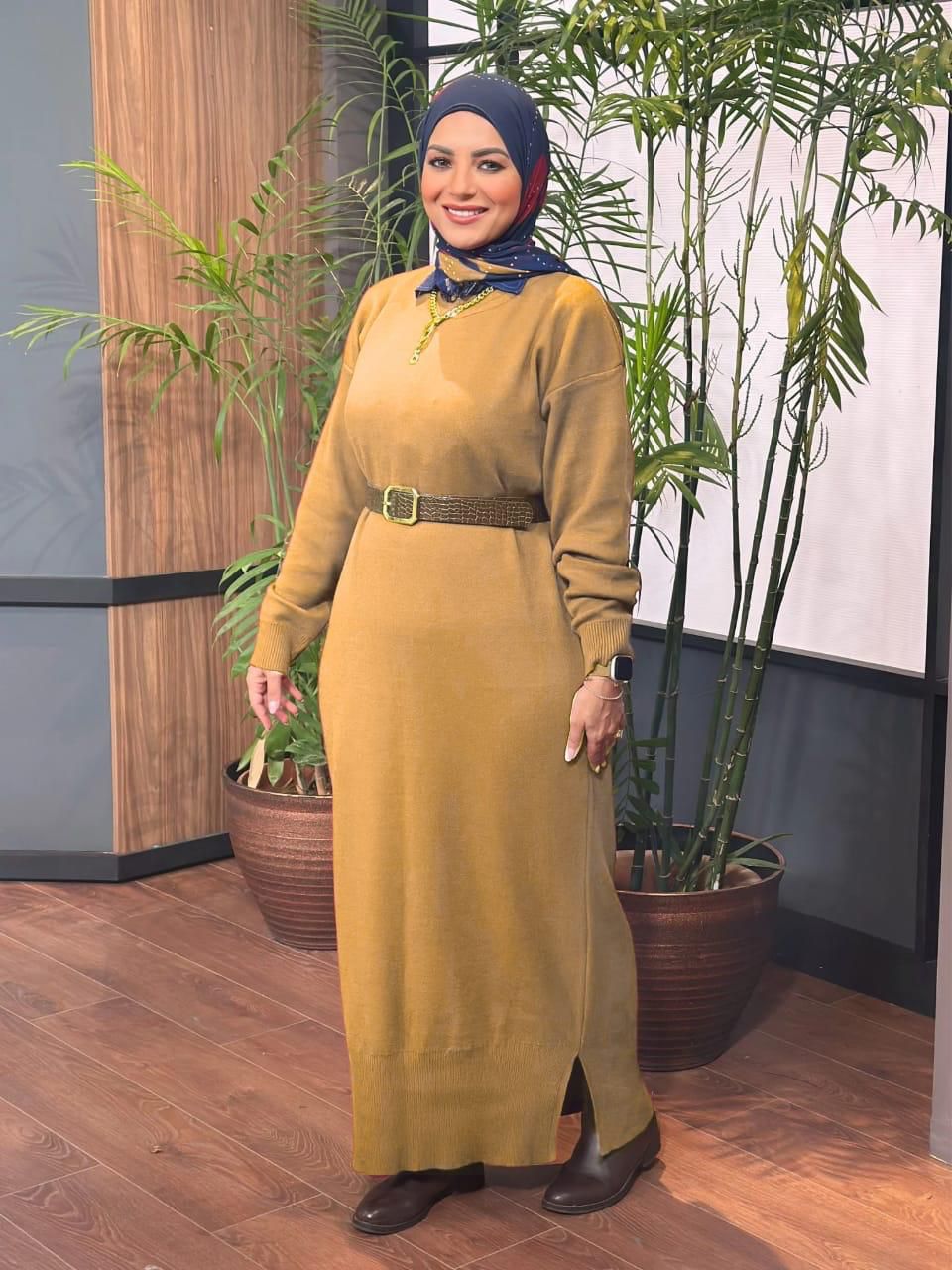 Knitted Oversized Dress - Camel