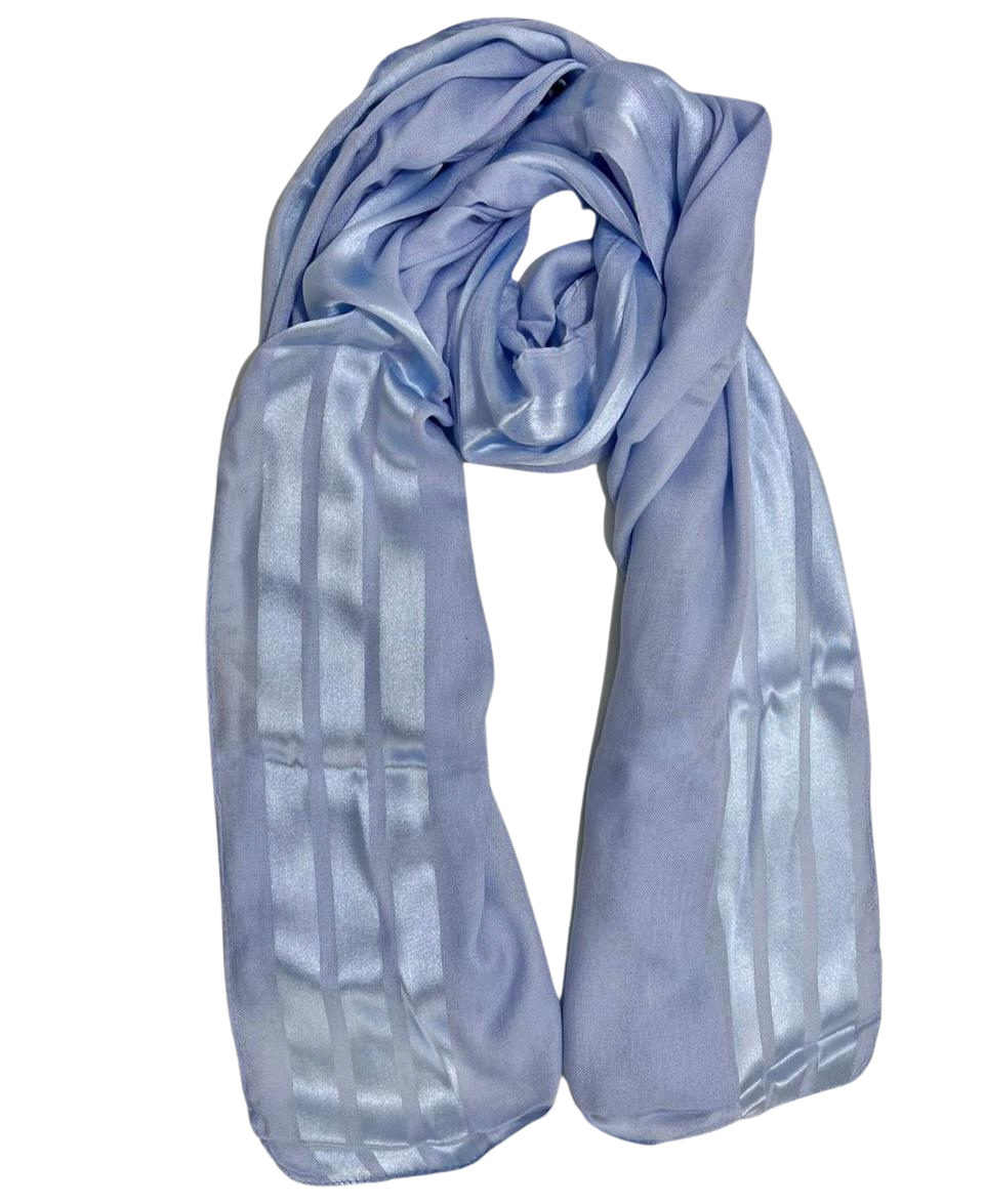 Cotton with Satin Tapes Veil - Baby Blue