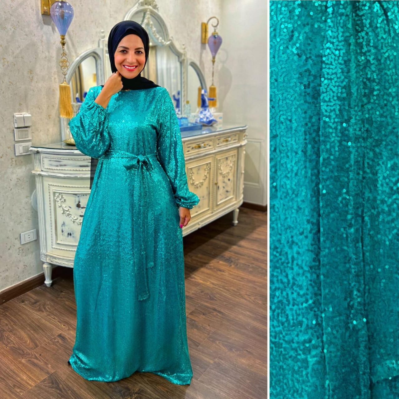 Evening Sparkle Dress Turquoise