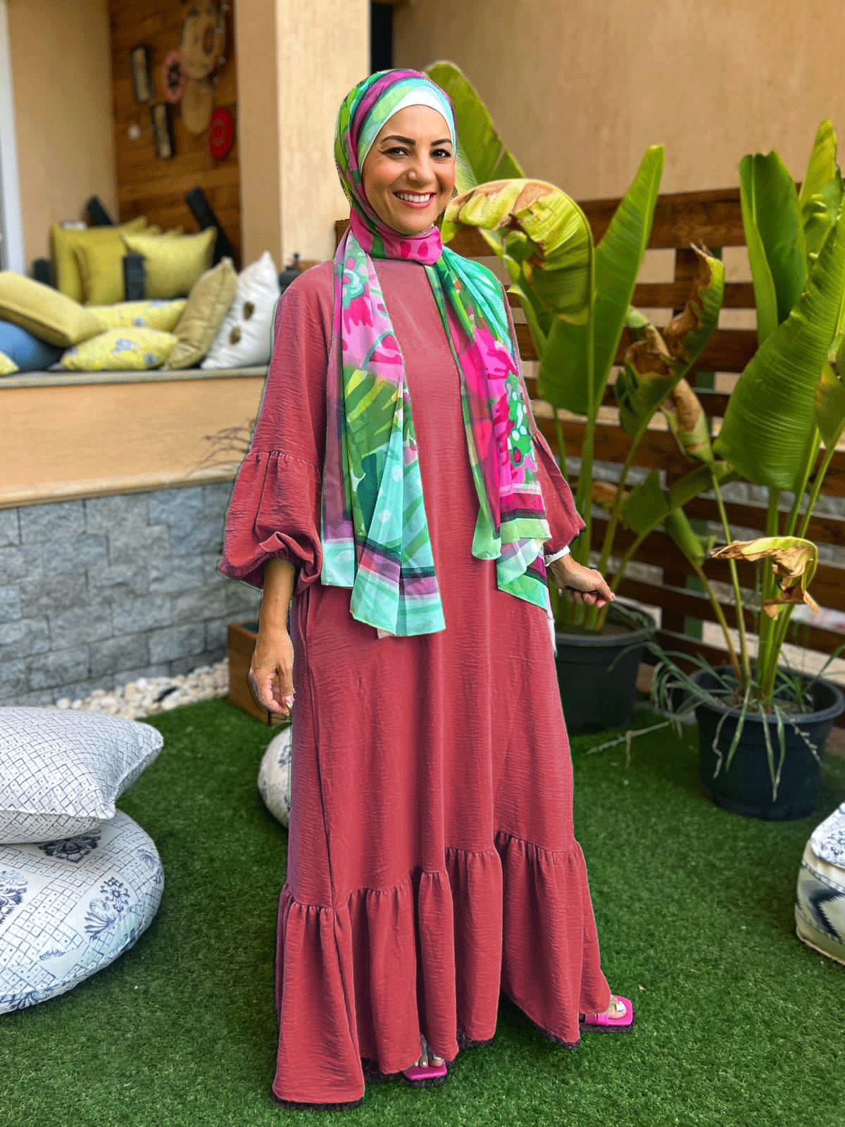 Long Sleeve Dress- Dusty Rose