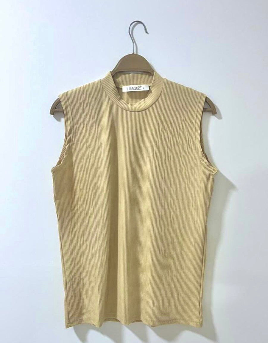 Sleeveless Basic Top - Beige