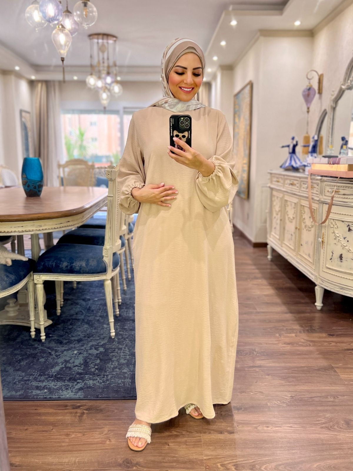 Basic A-line Dress Beige