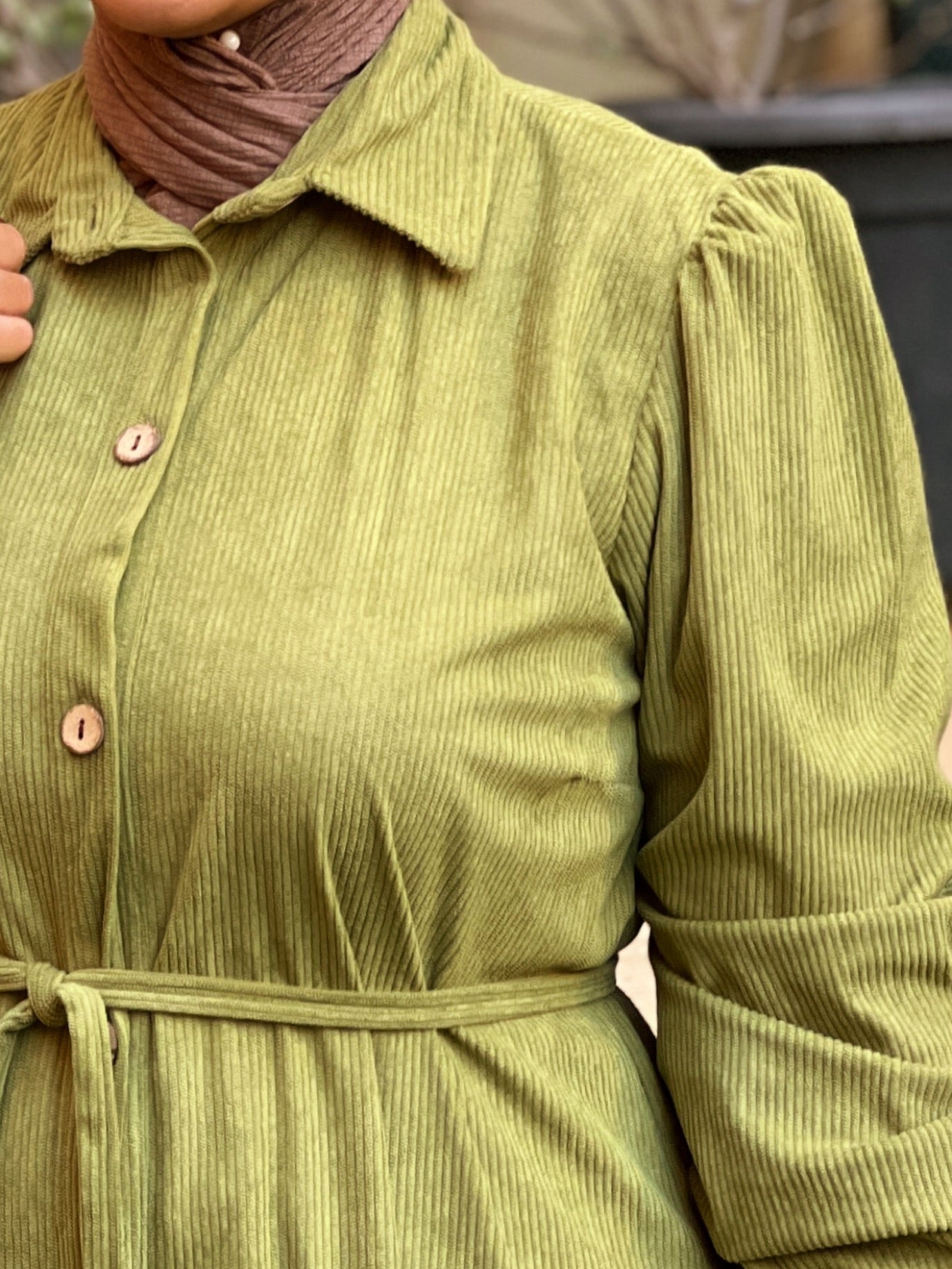 Belted Corduroy Dress Kiwi