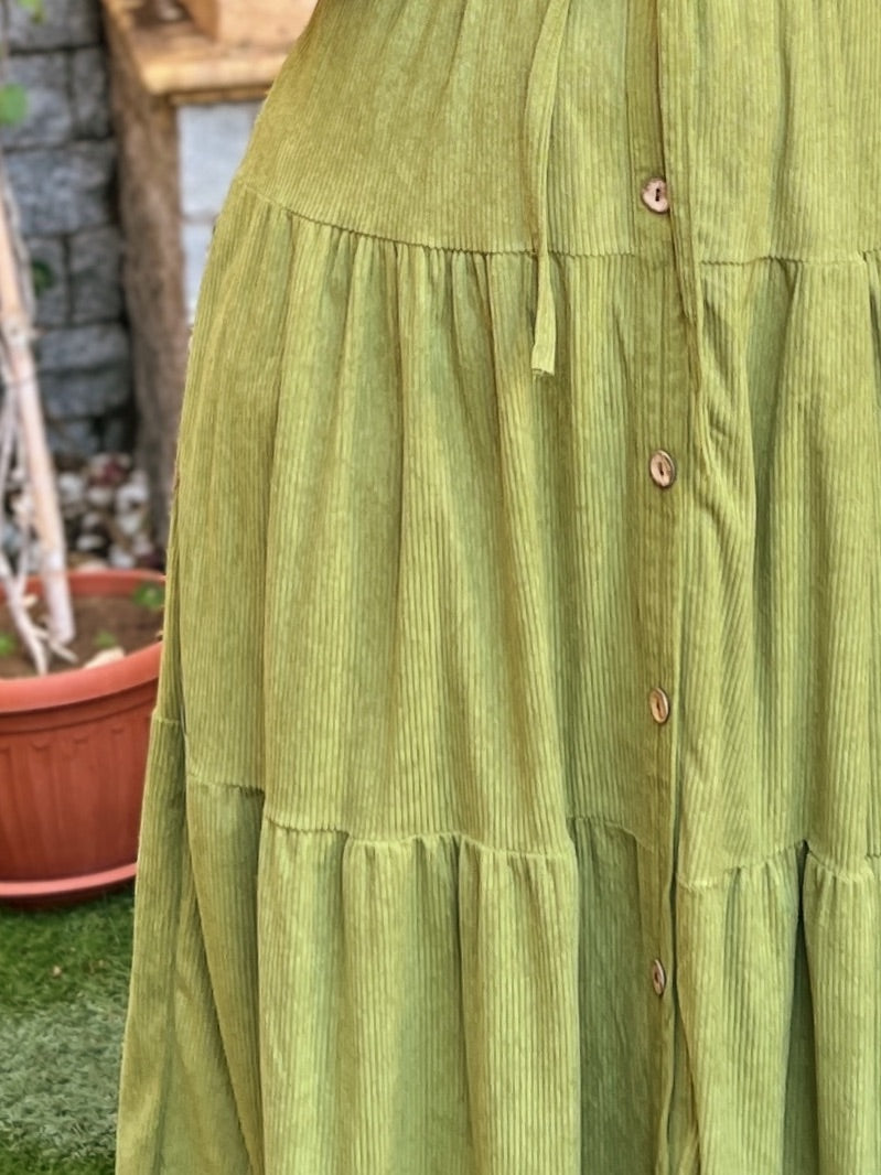 Belted Corduroy Dress Kiwi