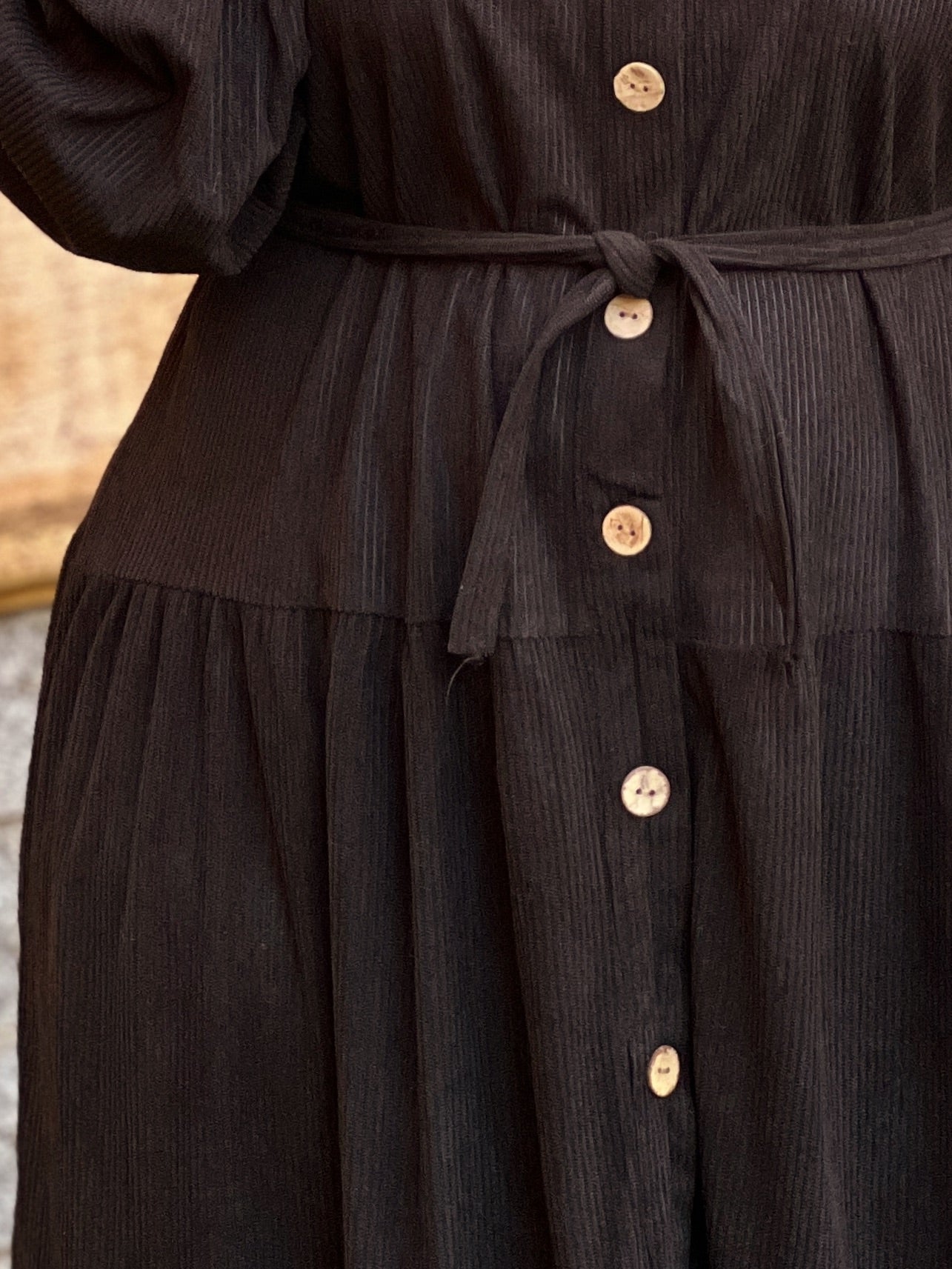 Belted Corduroy Dress Black