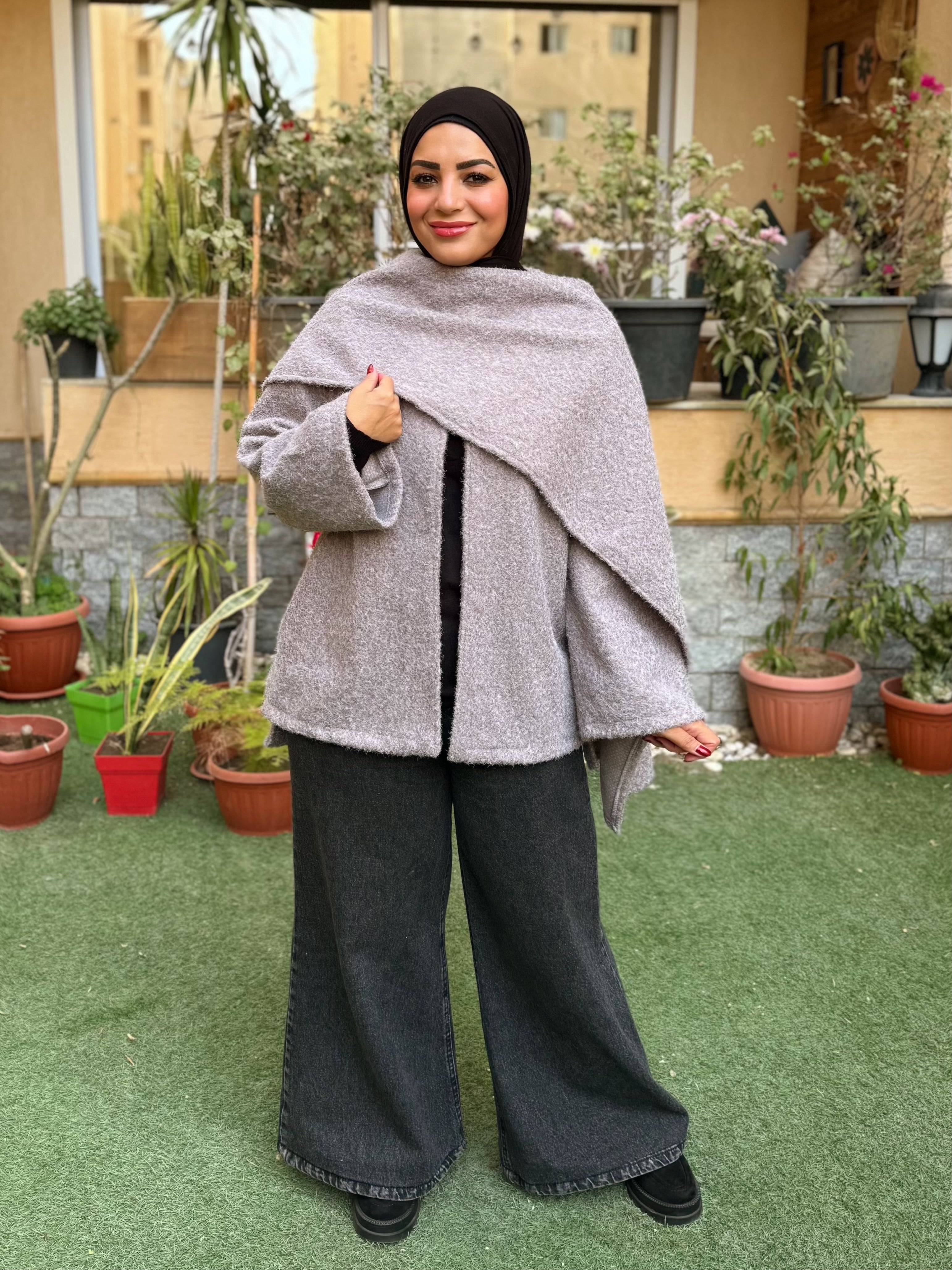 Wrapped Shawl Jacket - Gray