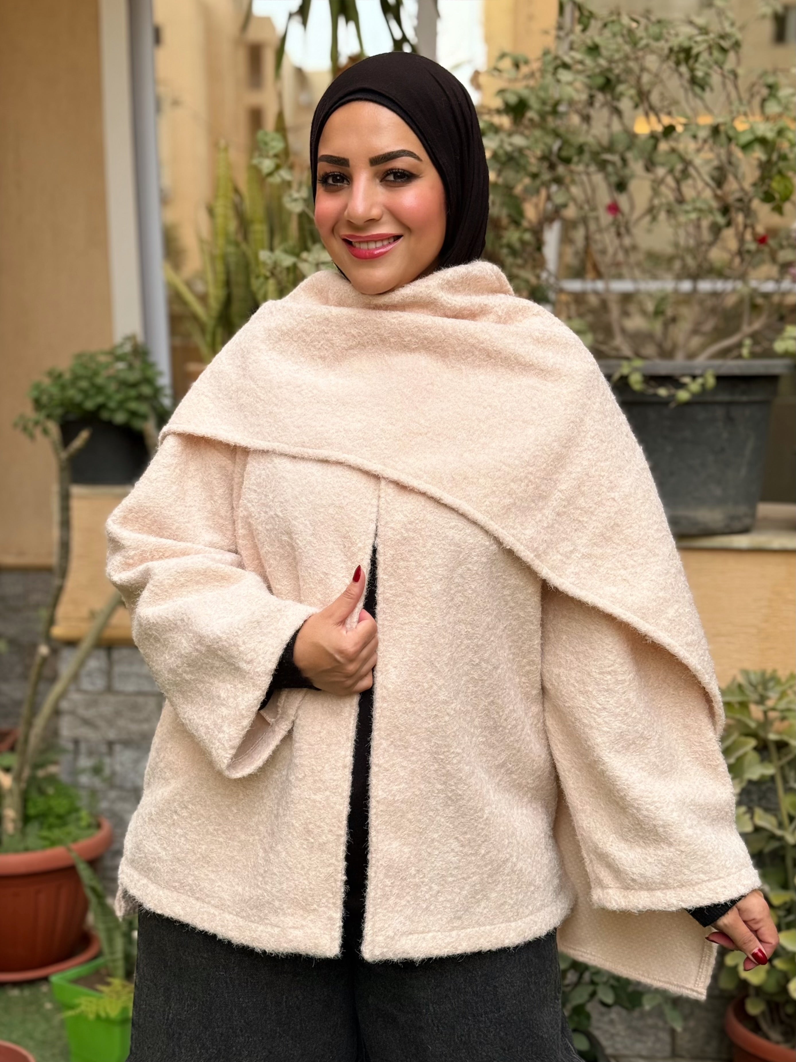 Wrapped Shawl Jacket - Beige
