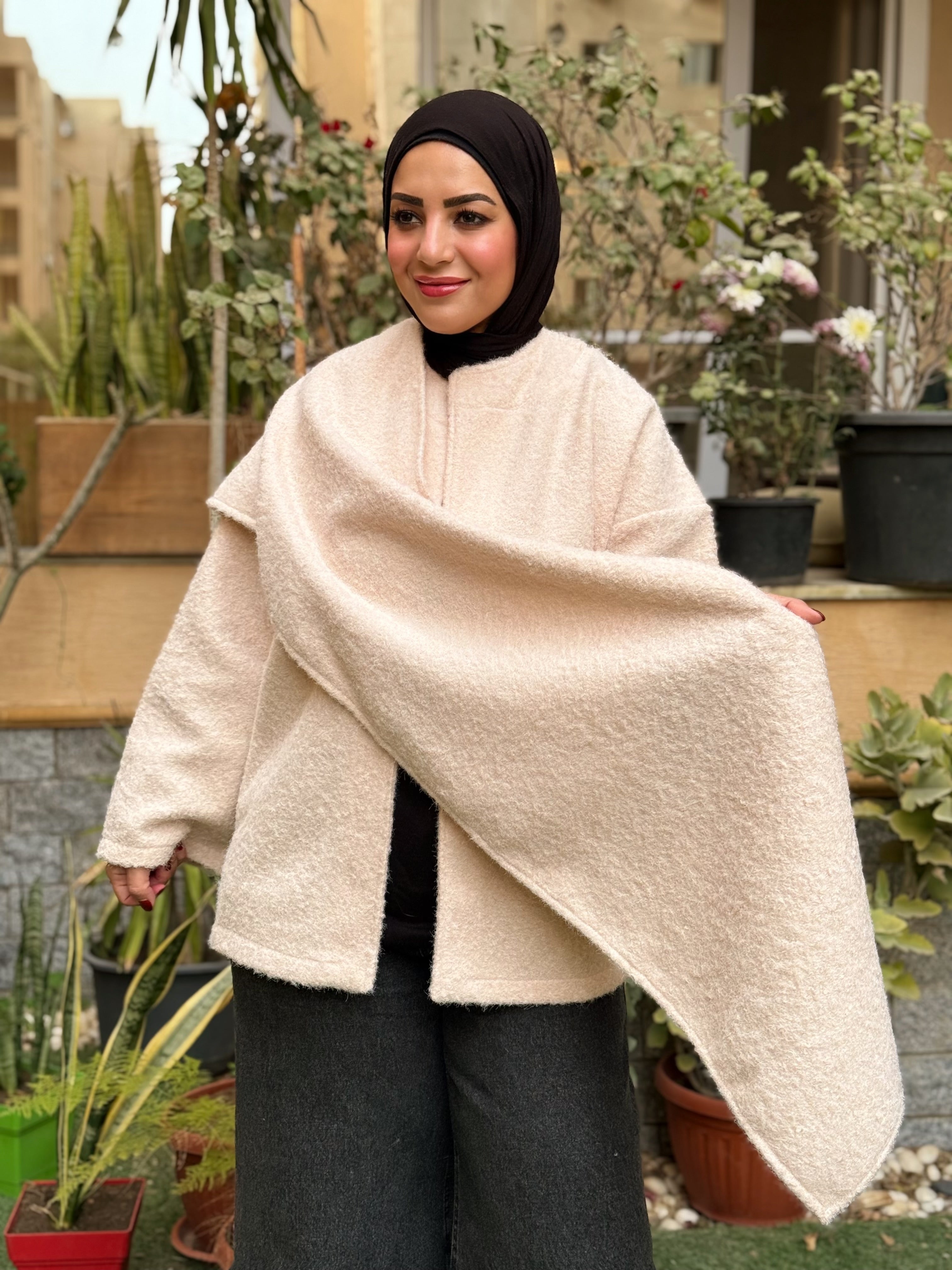 Wrapped Shawl Jacket - Beige