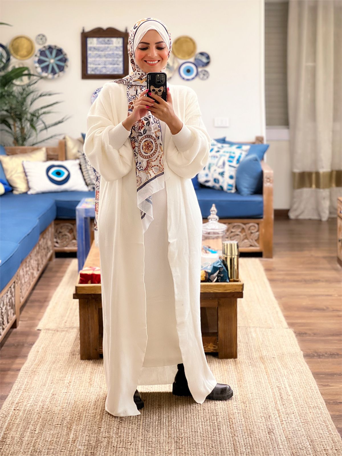 Knitted High-cool Plain Basic Dress - White