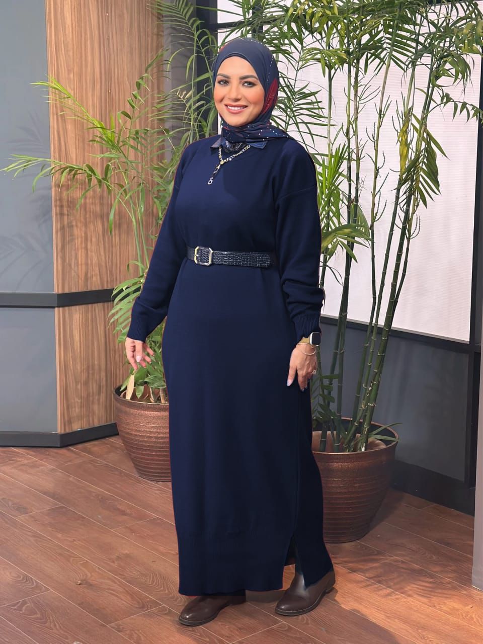 Knitted Oversized Dress - Blue