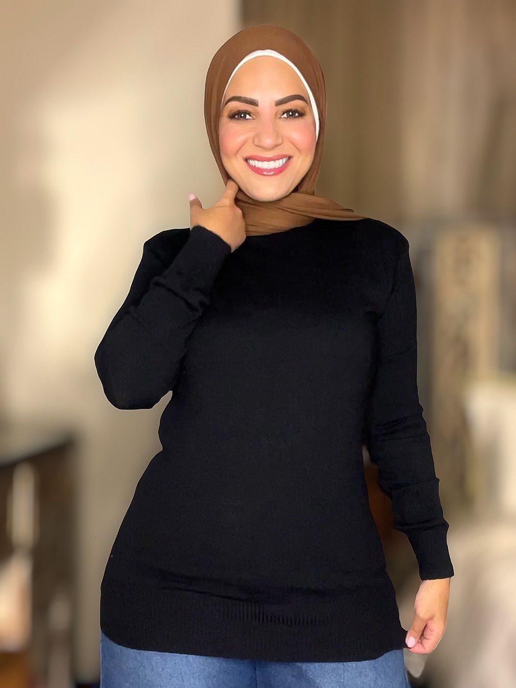 Knitted Plain High-cool Pullover - Free Size - Black