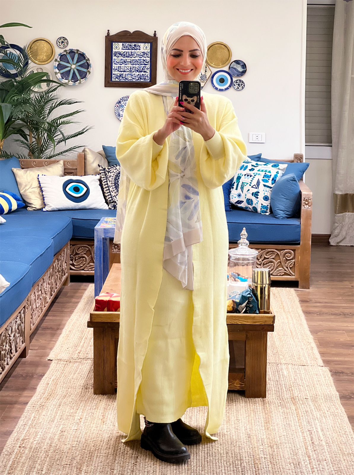 Knitted High-cool Plain Basic Dress - Yellow