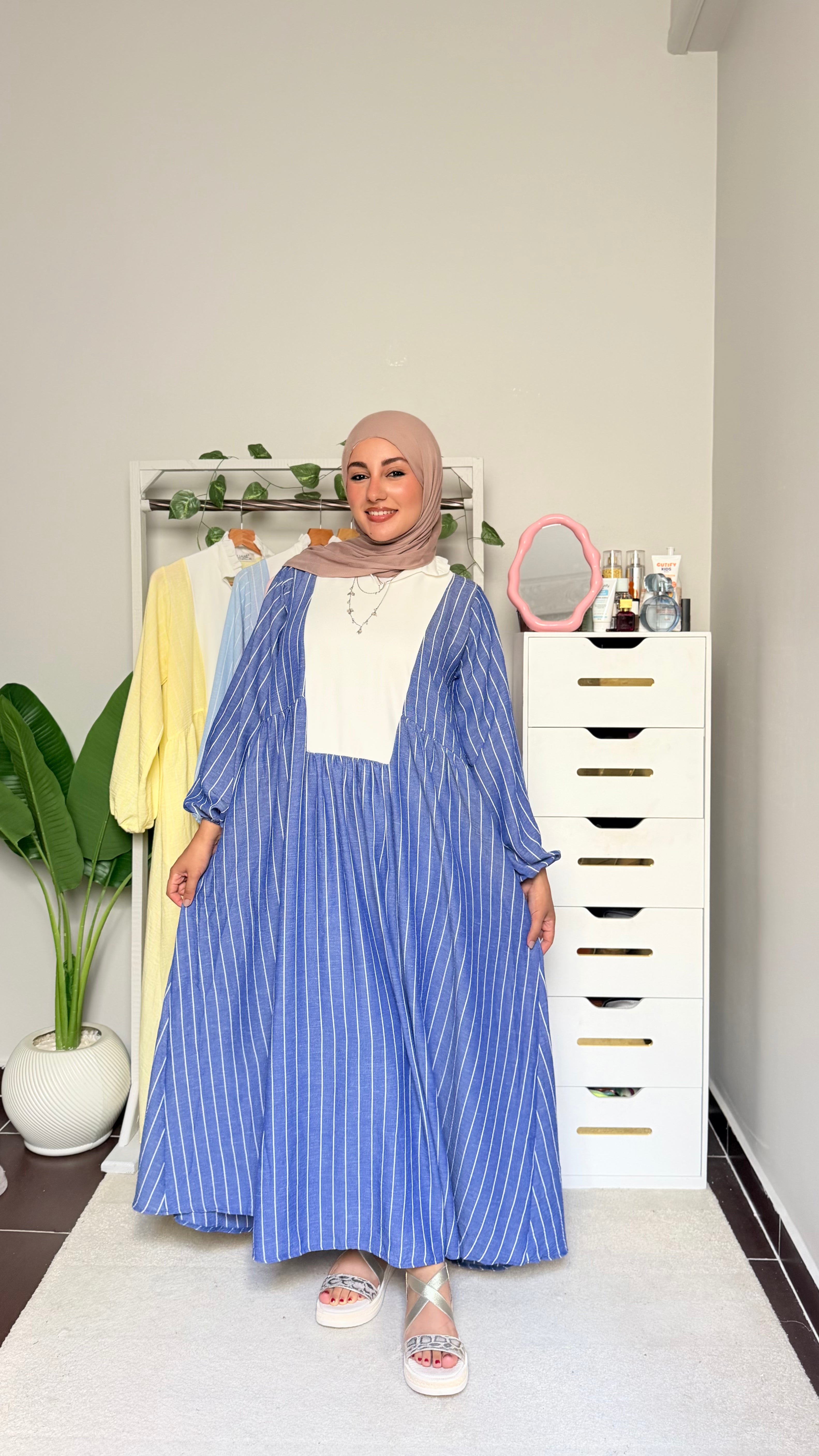 Oversized Flowy Dress - Navy blue (OFN05)