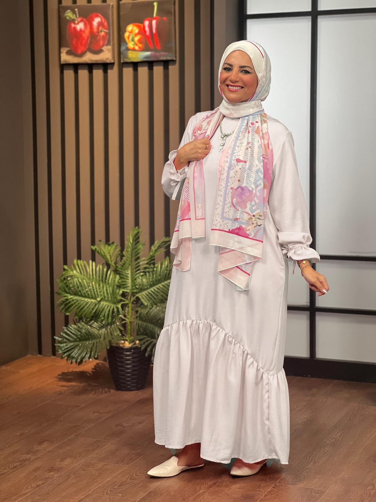 Ribboned linen dress - white (RLD15)