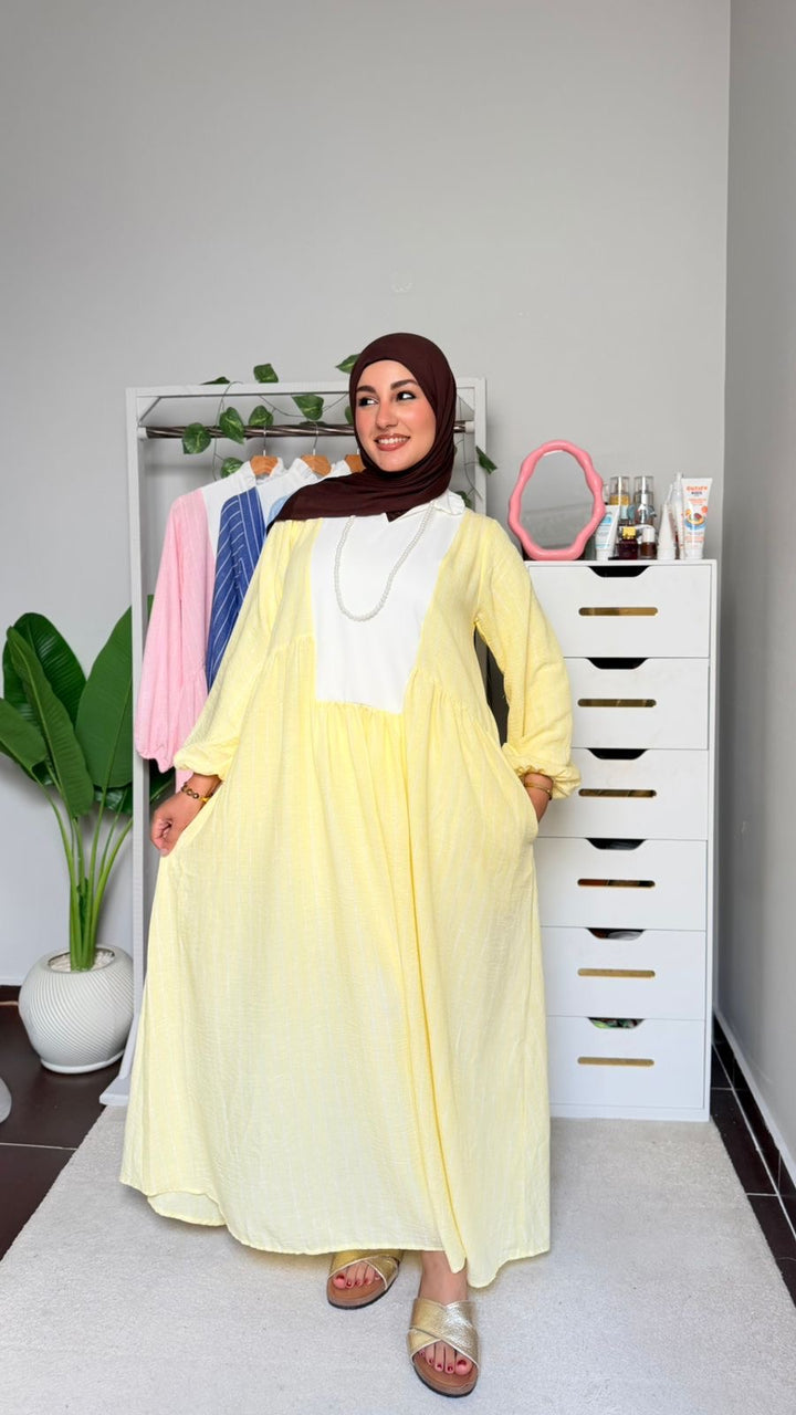 Oversized Flowy Dress - yellow (OFY08)
