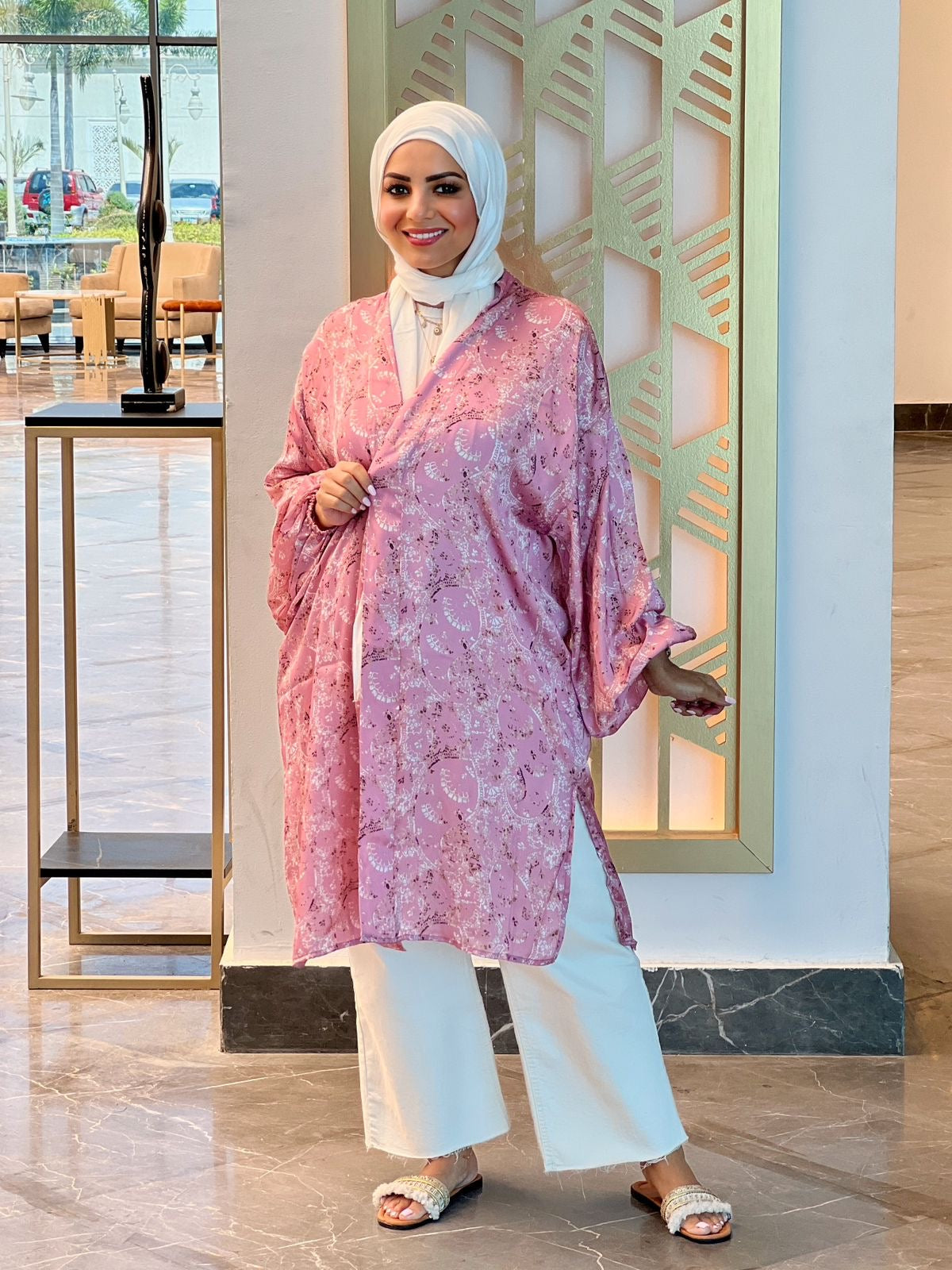 Silk Satin Patterned Cardigan - Kashmir