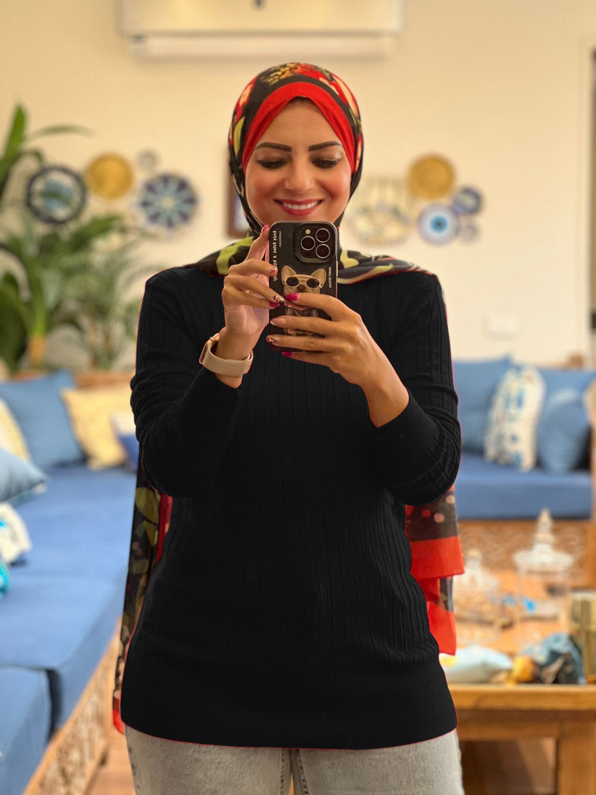 Knitted Striped High-cool Pullover - Free Size - Black