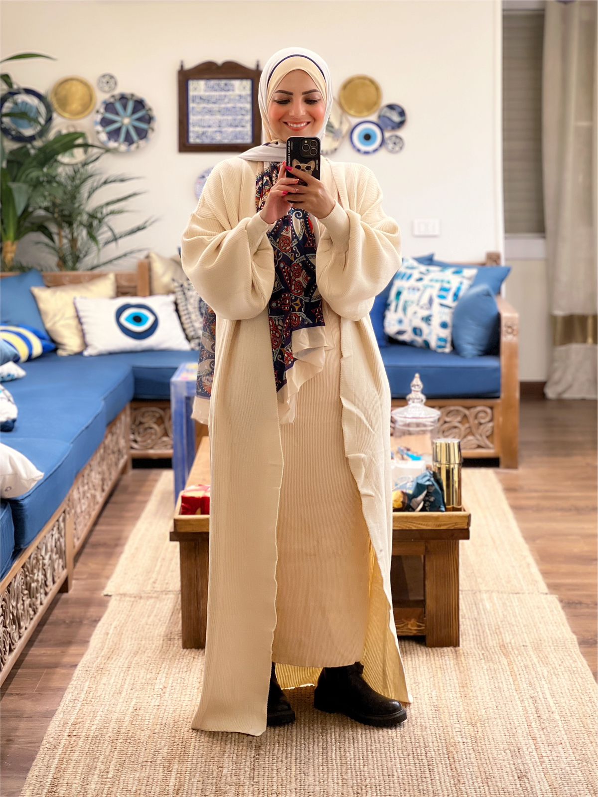 Knitted High-cool Plain Basic Dress - Biege