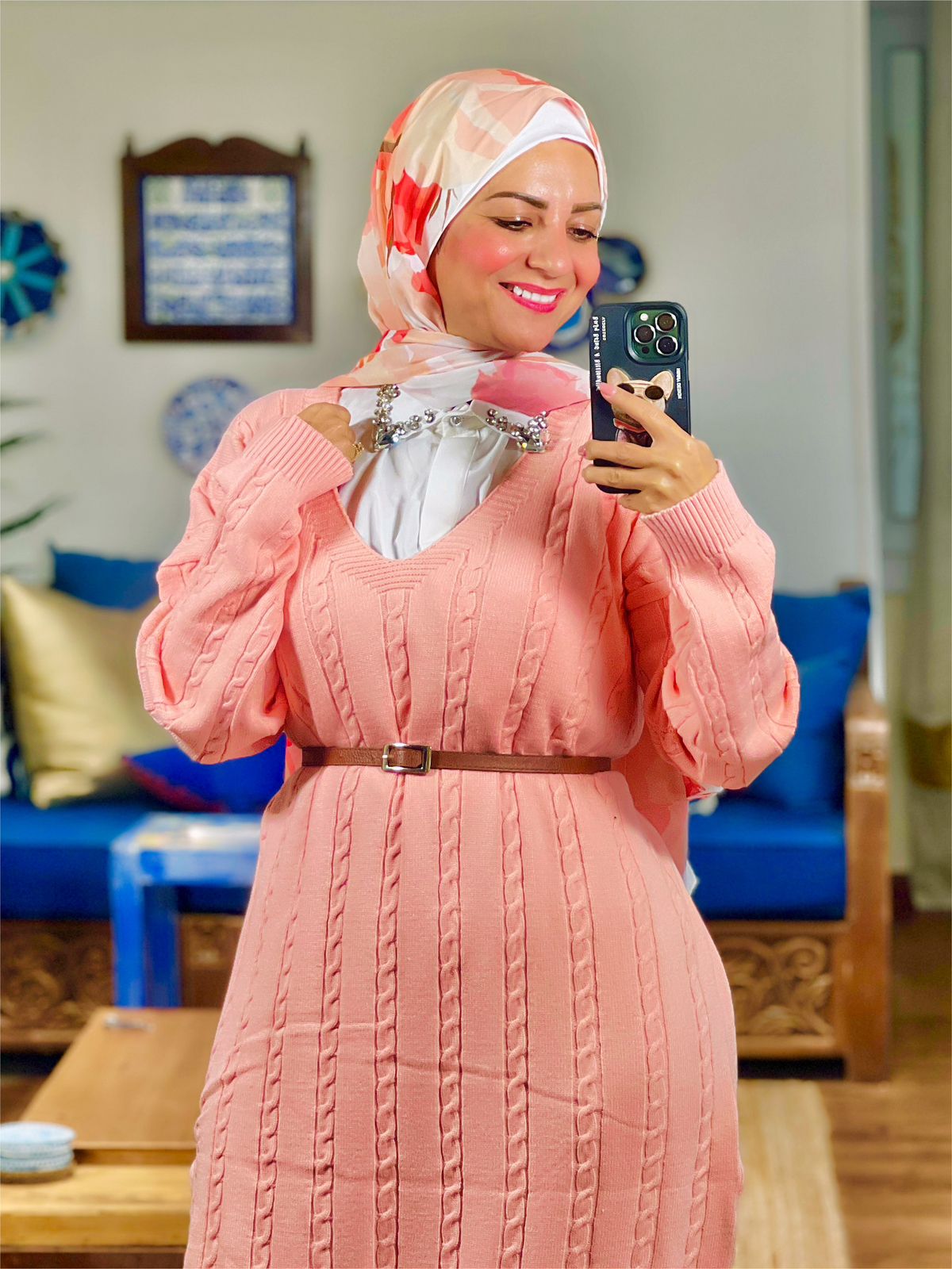 Oversized Knitted V-neck Dress - Cimon