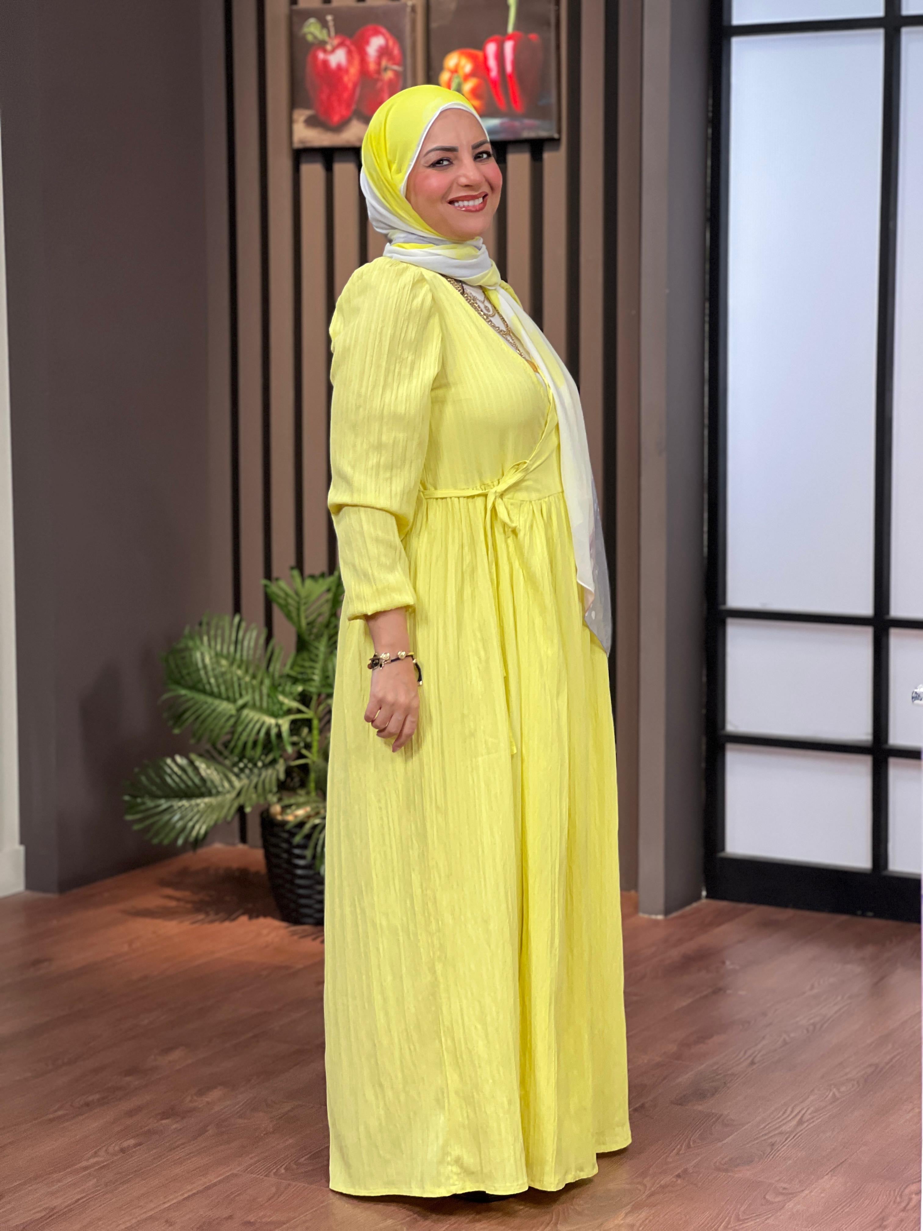 Waisted Cross Dress - Yellow