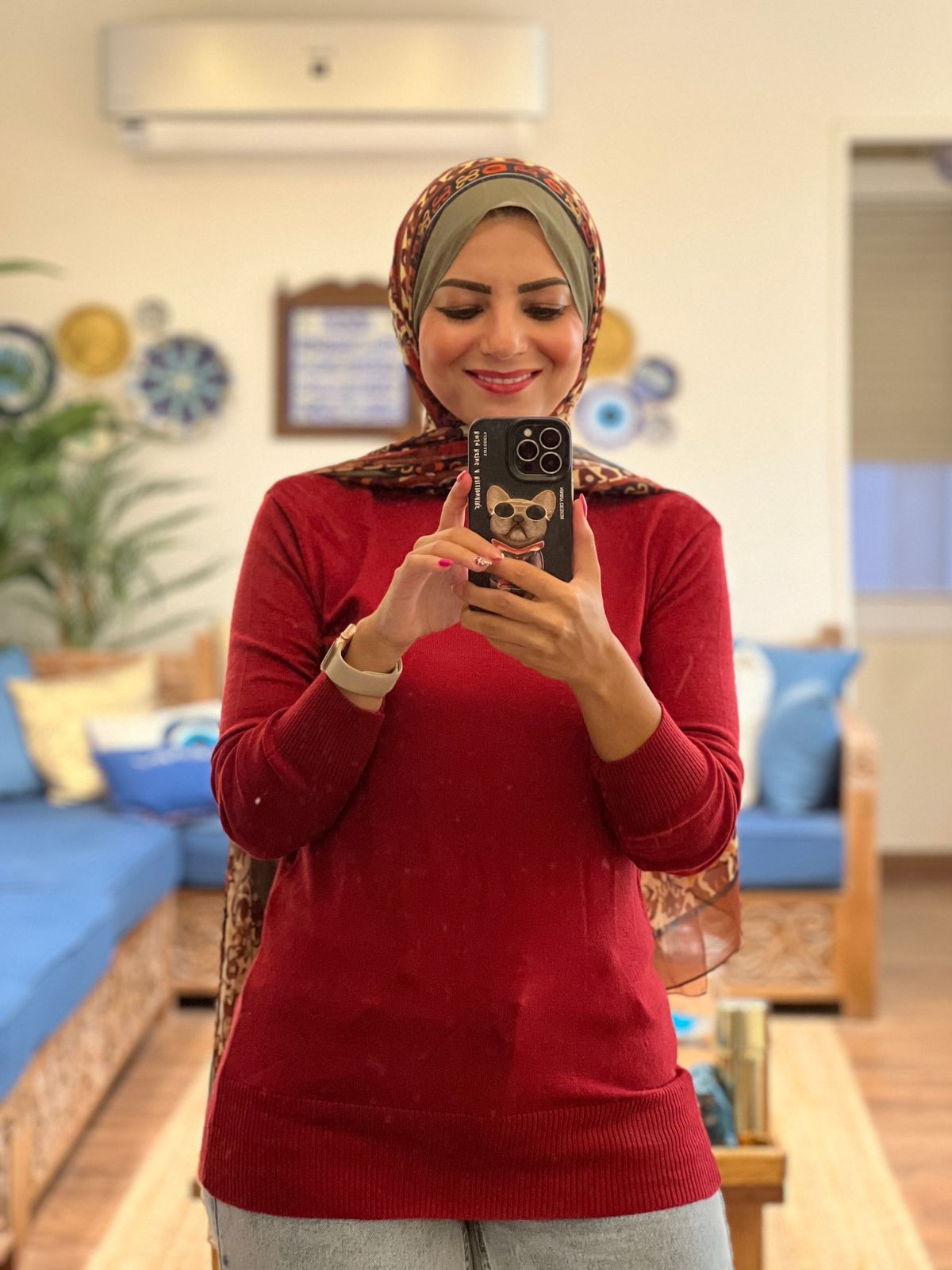 Knitted Plain High-cool Pullover - Free Size - Maroon