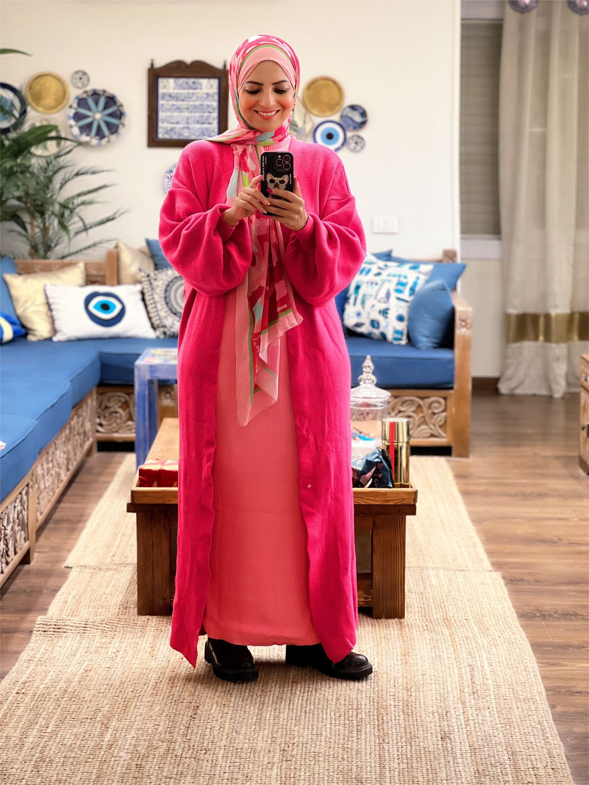 Knitted High-cool Plain Basic Dress - Pink